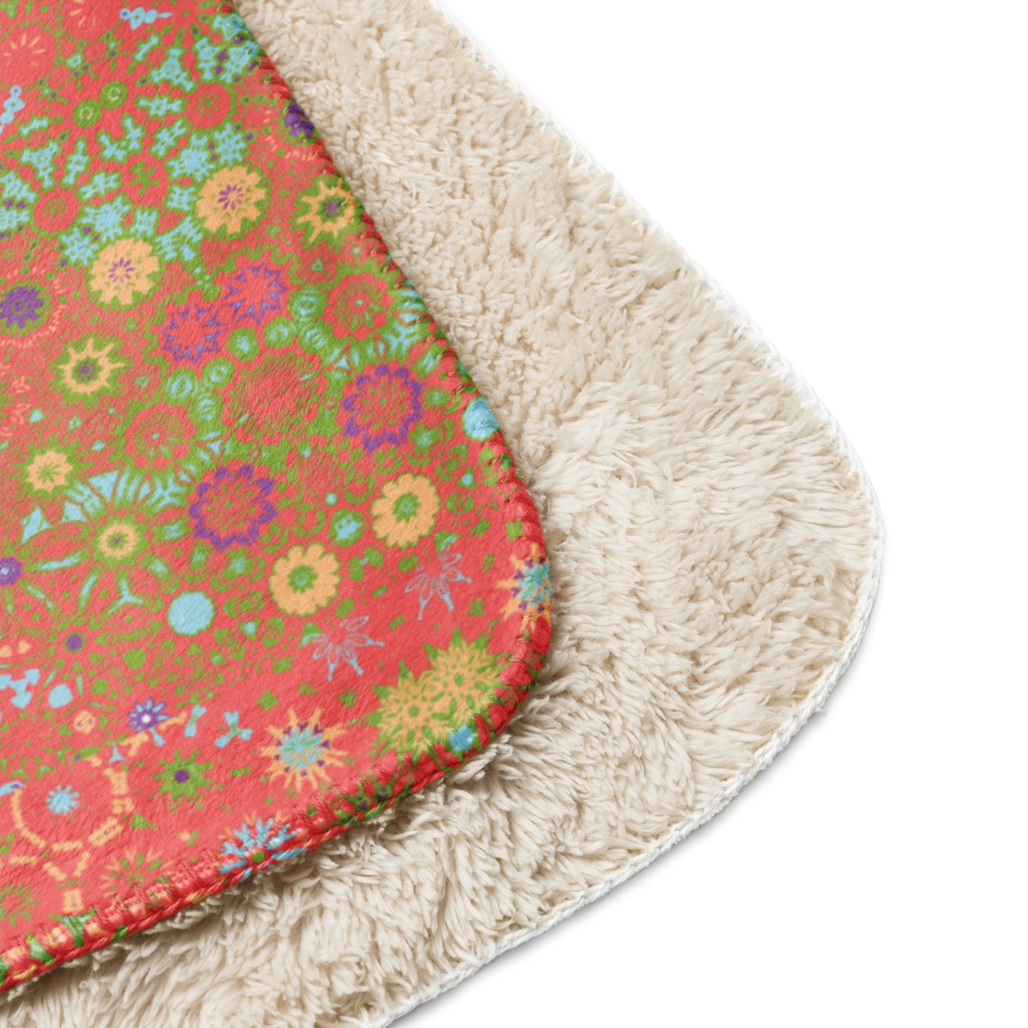 Daisy Delight Coral Sherpa Blanket