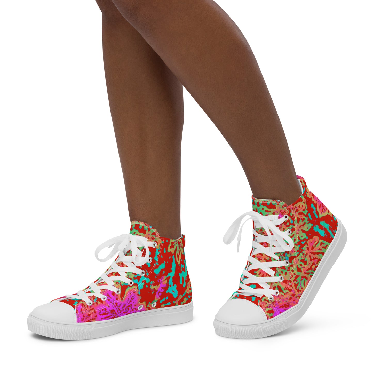 Women’s High Top Canvas Sneakers - Jungle Pink
