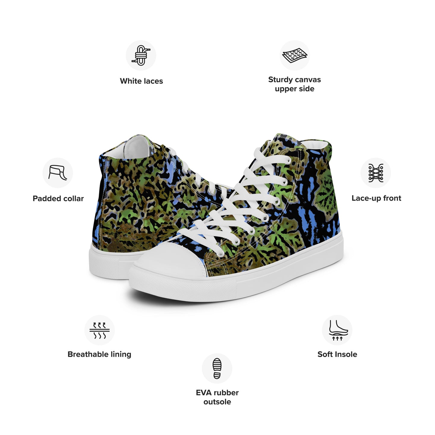 Women’s High Top Canvas Sneakers - Jungle Green